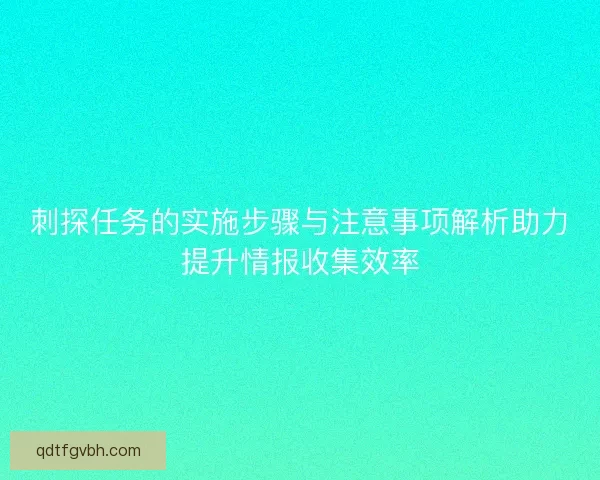 刺探任务的实施步骤与注意事项解析助力提升情报收集效率